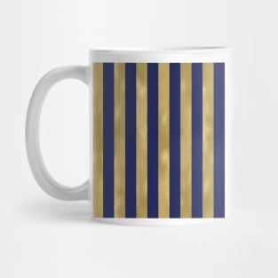 Navy Blue and Gold Metallic Vertical Stripes Mug